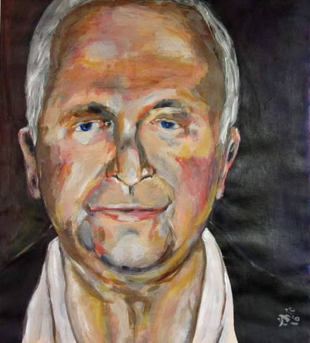 Dominique Straus Kahn, acryl 62x49 cm, Jan Thie 2016