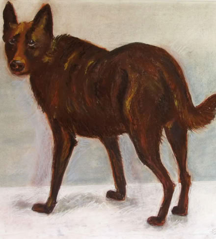 Met pastel gemaakte hond