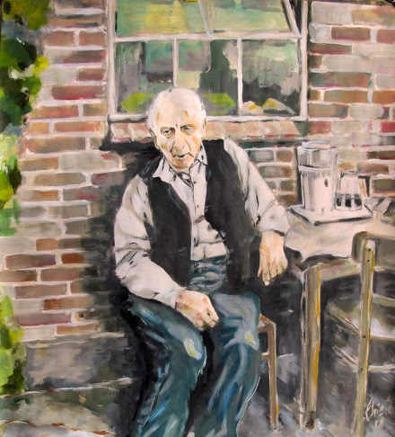 Hendrik Schra, Dwarsgracht. Acryl. 70x100 cm. Particuliere collectie.